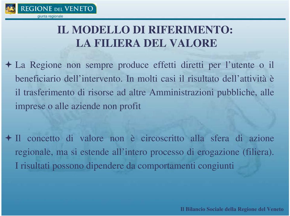 In molti casi il risultato dell attività è il trasferimento di risorse ad altre Amministrazioni pubbliche, alle imprese