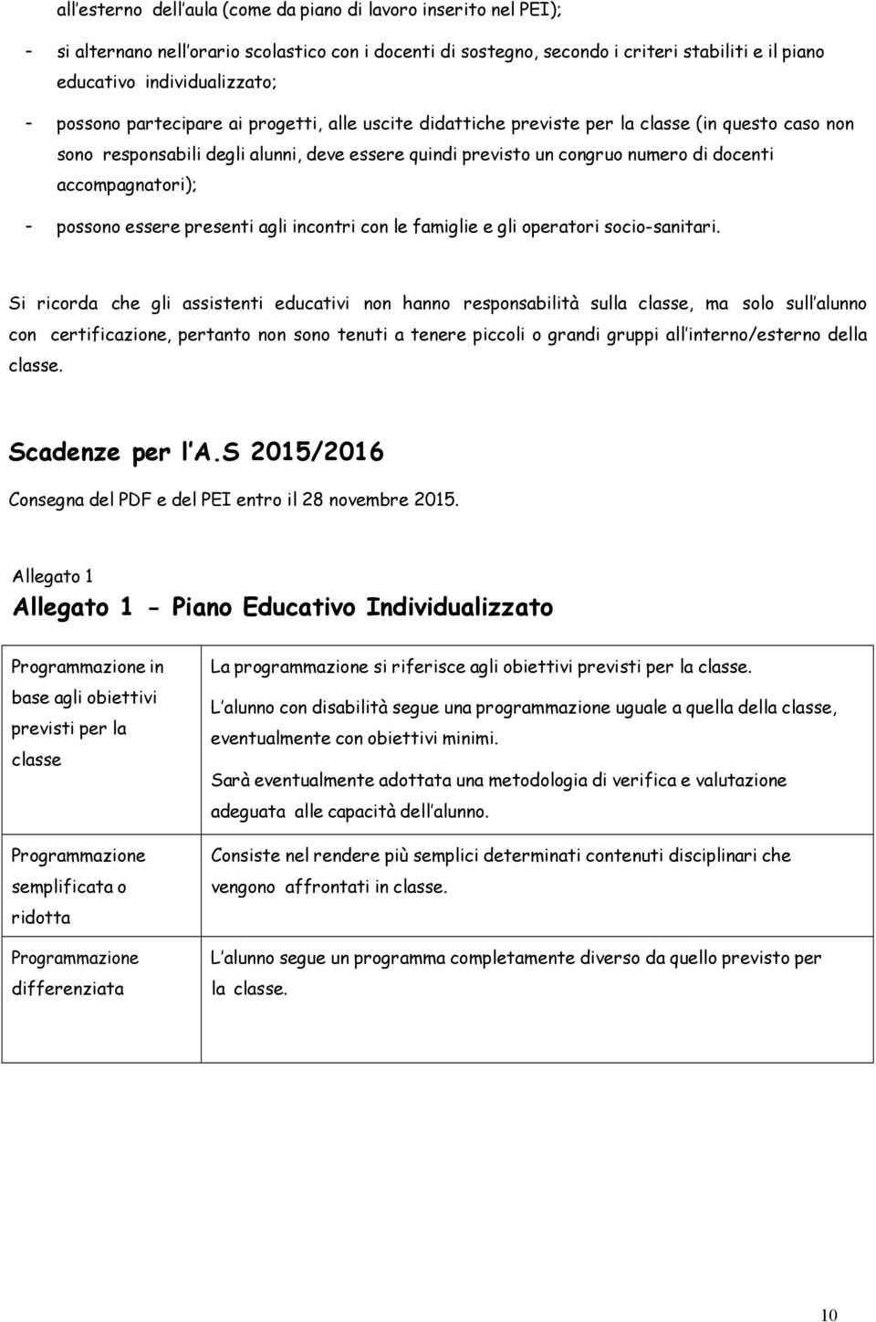 accompagnatori); - possono essere presenti agli incontri con le famiglie e gli operatori socio-sanitari.