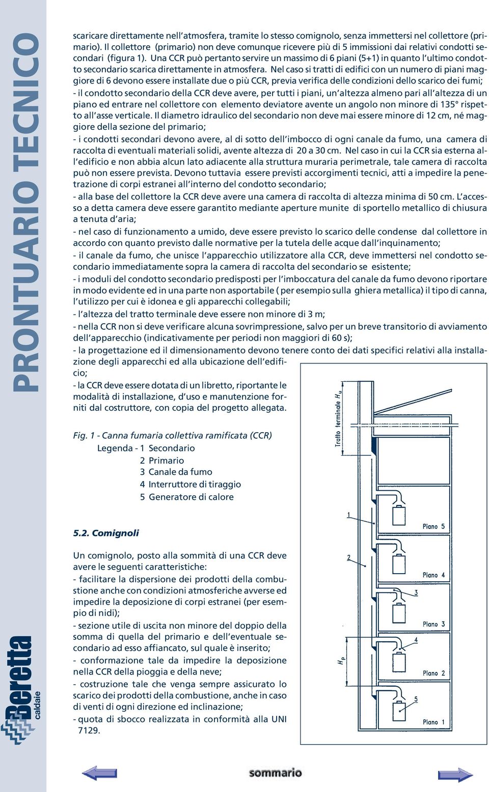 Una CCR può pertanto servire un massimo di 6 piani (5+1) in quanto l ultimo condotto secondario scarica direttamente in atmosfera.