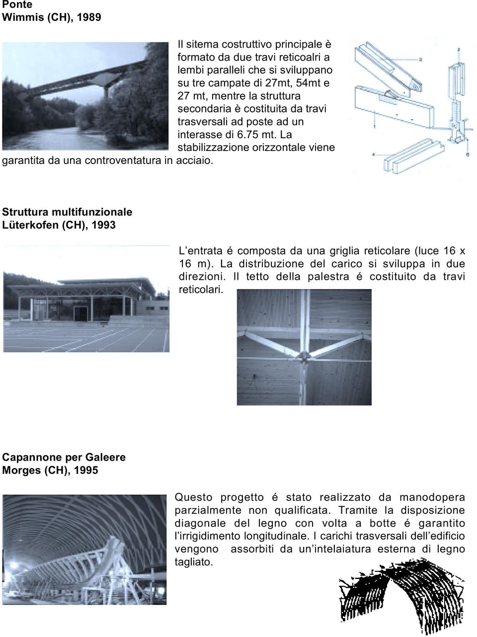 Struttura multifunzionale Lüterkofen (CH), 1993 L entrata é composta da una griglia reticolare (luce 16 x 16 m). La distribuzione del carico si sviluppa in due direzioni.