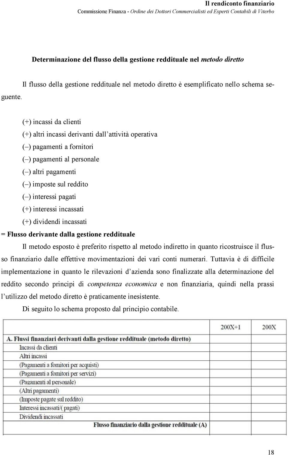 interessi incassati (+) dividendi incassati = Flusso derivante dalla gestione reddituale Il metodo esposto è preferito rispetto al metodo indiretto in quanto ricostruisce il flusso finanziario dalle