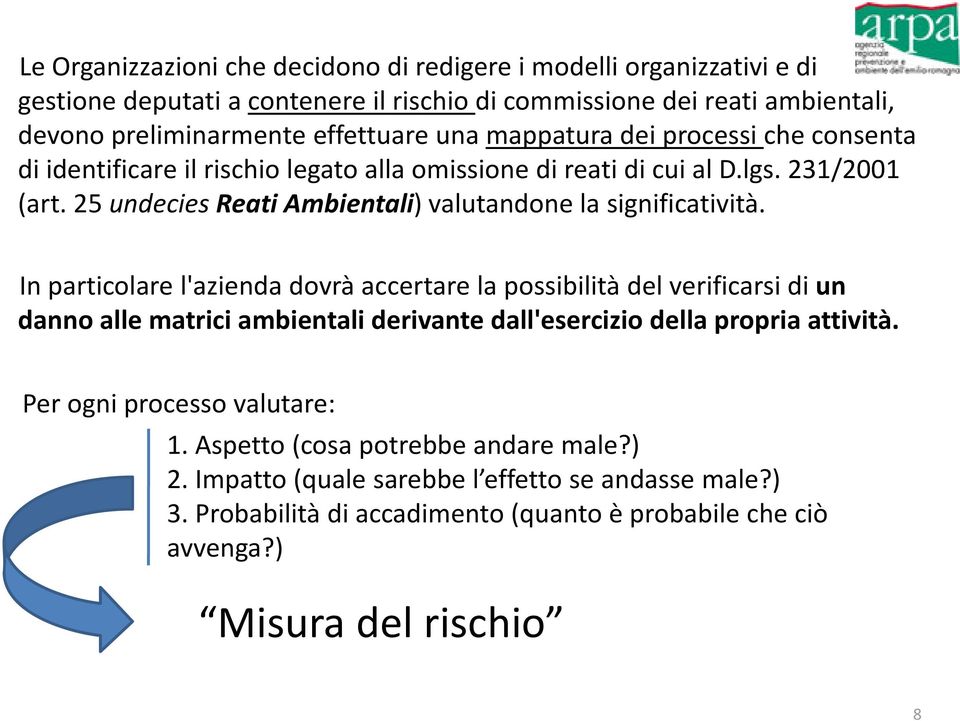 25 undecies Reati Ambientali) valutandone la significatività.