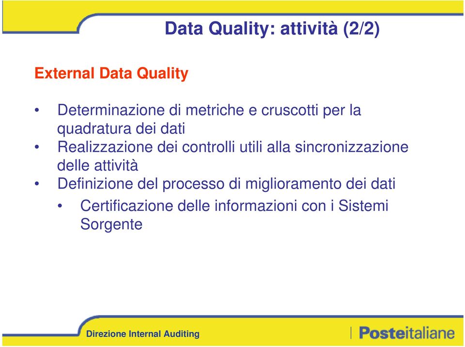 controlli utili alla sincronizzazione delle attività Definizione del