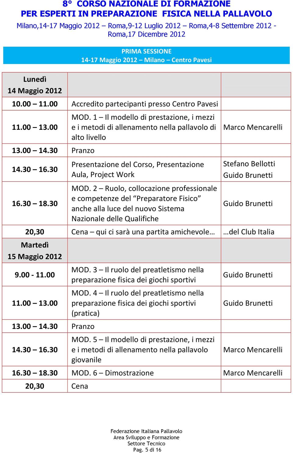 2 Ruolo, collocazione professionale e competenze del Preparatore Fisico anche alla luce del nuovo Sistema Nazionale delle Qualifiche Marco Mencarelli Stefano Bellotti Guido Brunetti Guido Brunetti