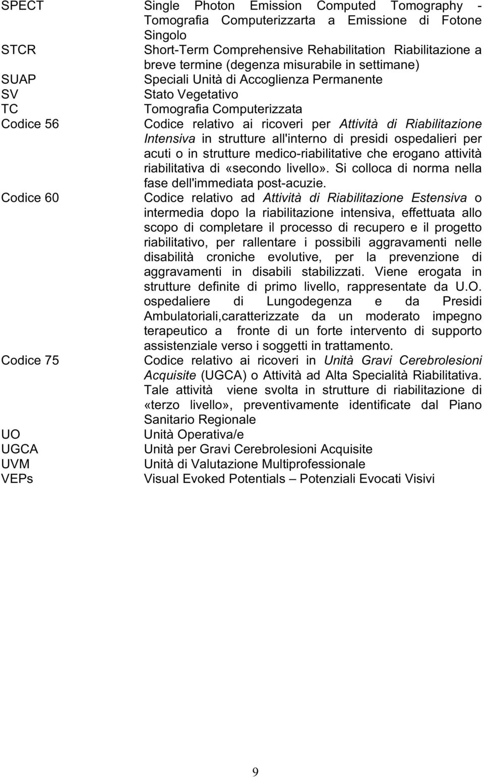 Attività di Riabilitazione Intensiva in strutture all'interno di presidi ospedalieri per acuti o in strutture medico-riabilitative che erogano attività riabilitativa di «secondo livello».