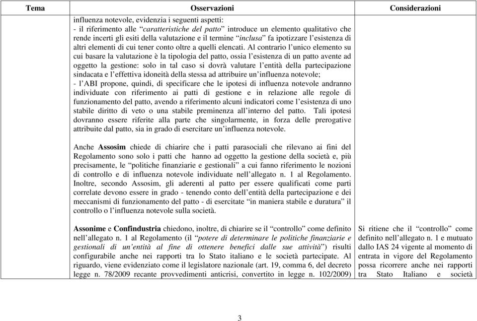 Al contrario l unico elemento su cui basare la valutazione è la tipologia del patto, ossia l esistenza di un patto avente ad oggetto la gestione: solo in tal caso si dovrà valutare l entità della