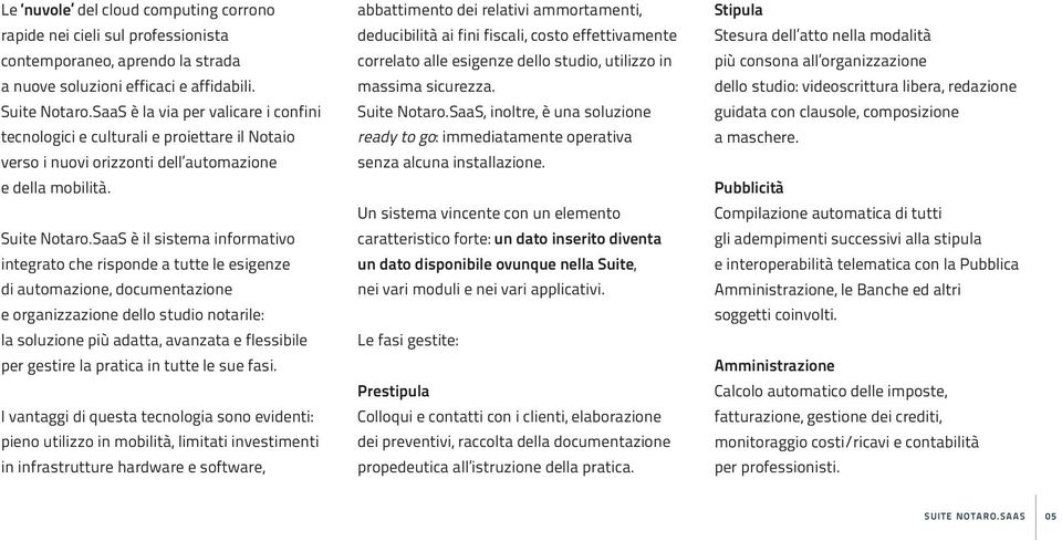 SaaS è il sistema informativo integrato che risponde a tutte le esigenze di automazione, documentazione e organizzazione dello studio notarile: la soluzione più adatta, avanzata e flessibile per