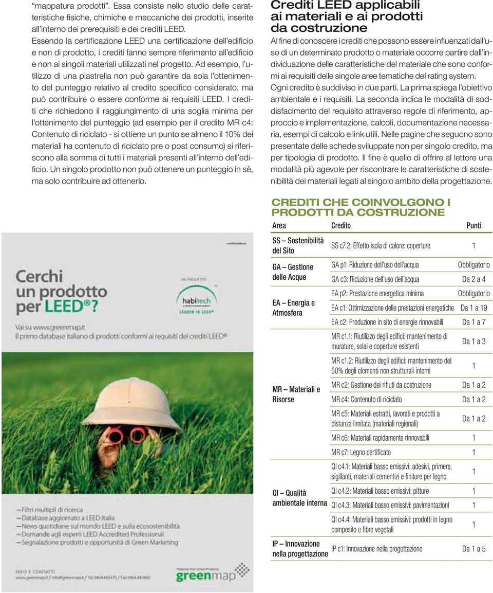 Ad esempio, l utilizzo di una piastrella non può garantire da sola l ottenimento del punteggio relativo al credito specifico considerato, ma può contribuire o essere conforme ai requisiti LEED.