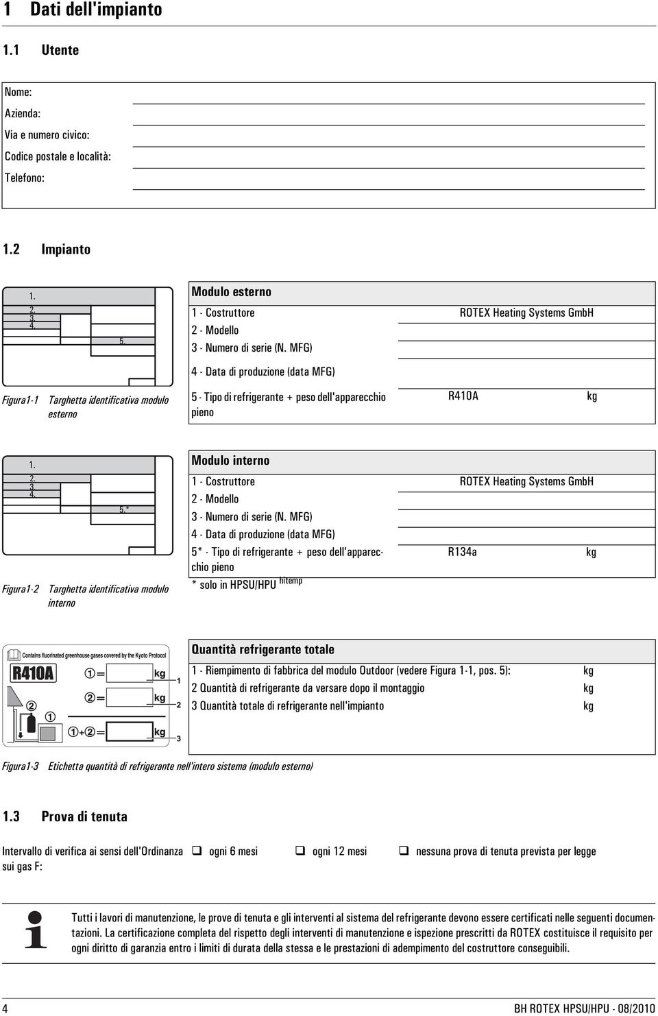 2. 3. 4. Figura1-2 5.* Targhetta identificativa modulo interno Modulo interno 1 - Costruttore ROTEX Heating Systems GmbH 2 - Modello 3 - Numero di serie (N.