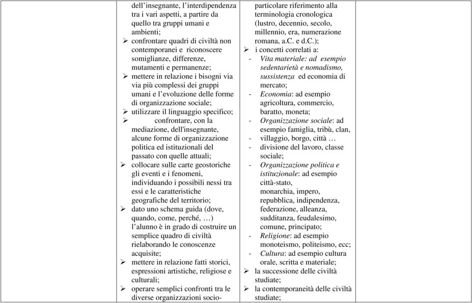 con la mediazione, dell'insegnante, alcune forme di organizzazione politica ed istituzionali del passato con quelle attuali; collocare sulle carte geostoriche gli eventi e i fenomeni, individuando i