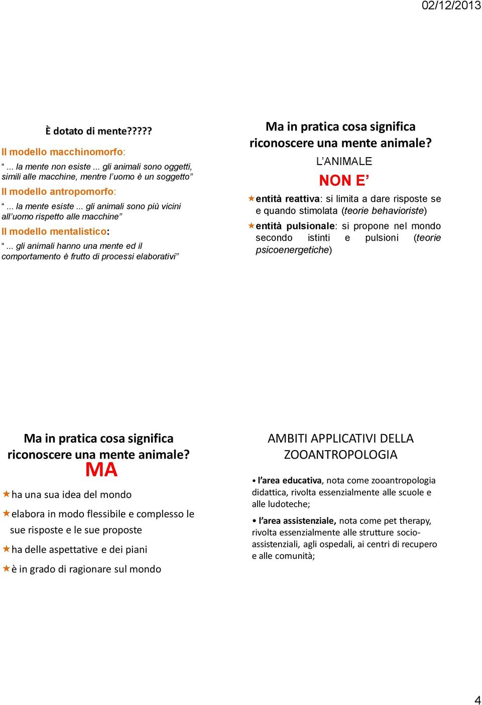 .. gli animali hanno una mente ed il comportamento è frutto di processi elaborativi Ma in pratica cosa significa riconoscere una mente animale?