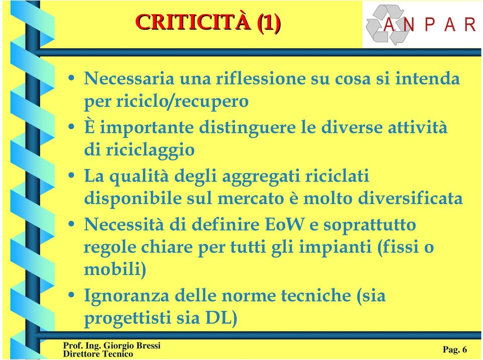 disponibile sul mercato è molto diversificata Necessità di definire EoW e soprattutto regole