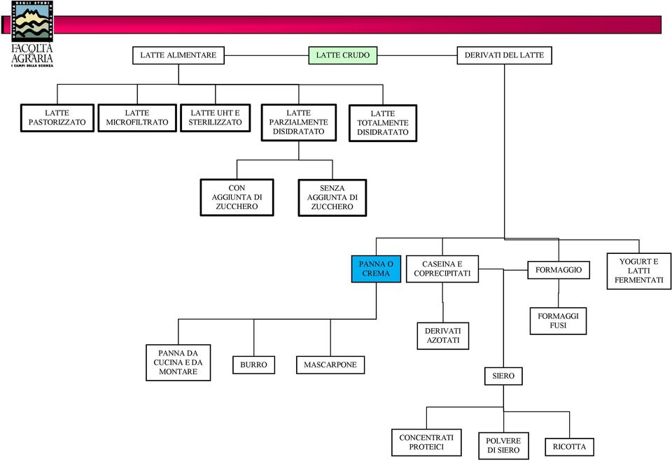 AGGIUNTA DI ZUCCHERO PANNA O CREMA CASEINA E COPRECIPITATI FORMAGGIO YOGURT E LATTI FERMENTATI DERIVATI