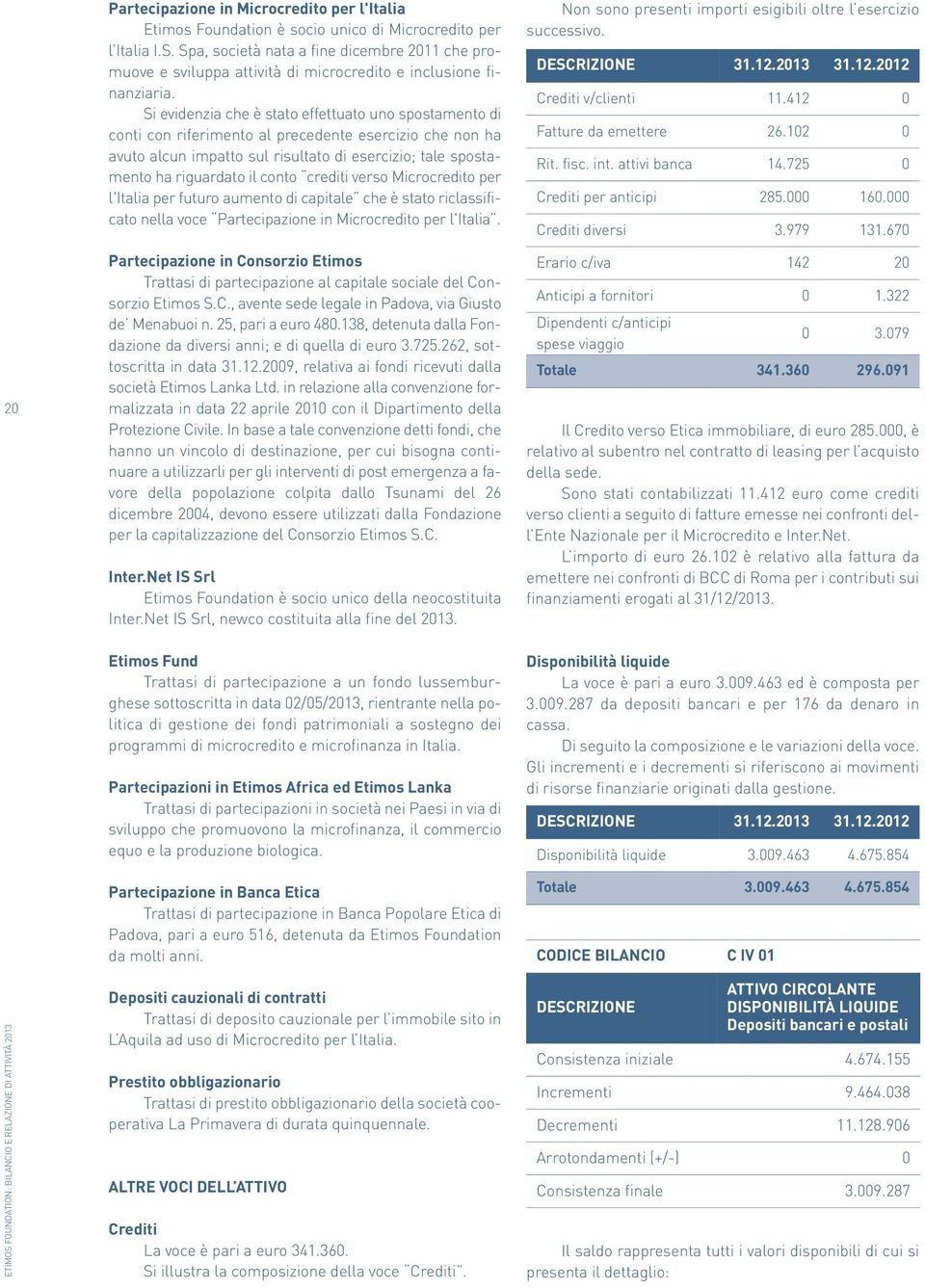 Si evidenzia che è stato effettuato uno spostamento di conti con riferimento al precedente esercizio che non ha avuto alcun impatto sul risultato di esercizio; tale spostamento ha riguardato il conto