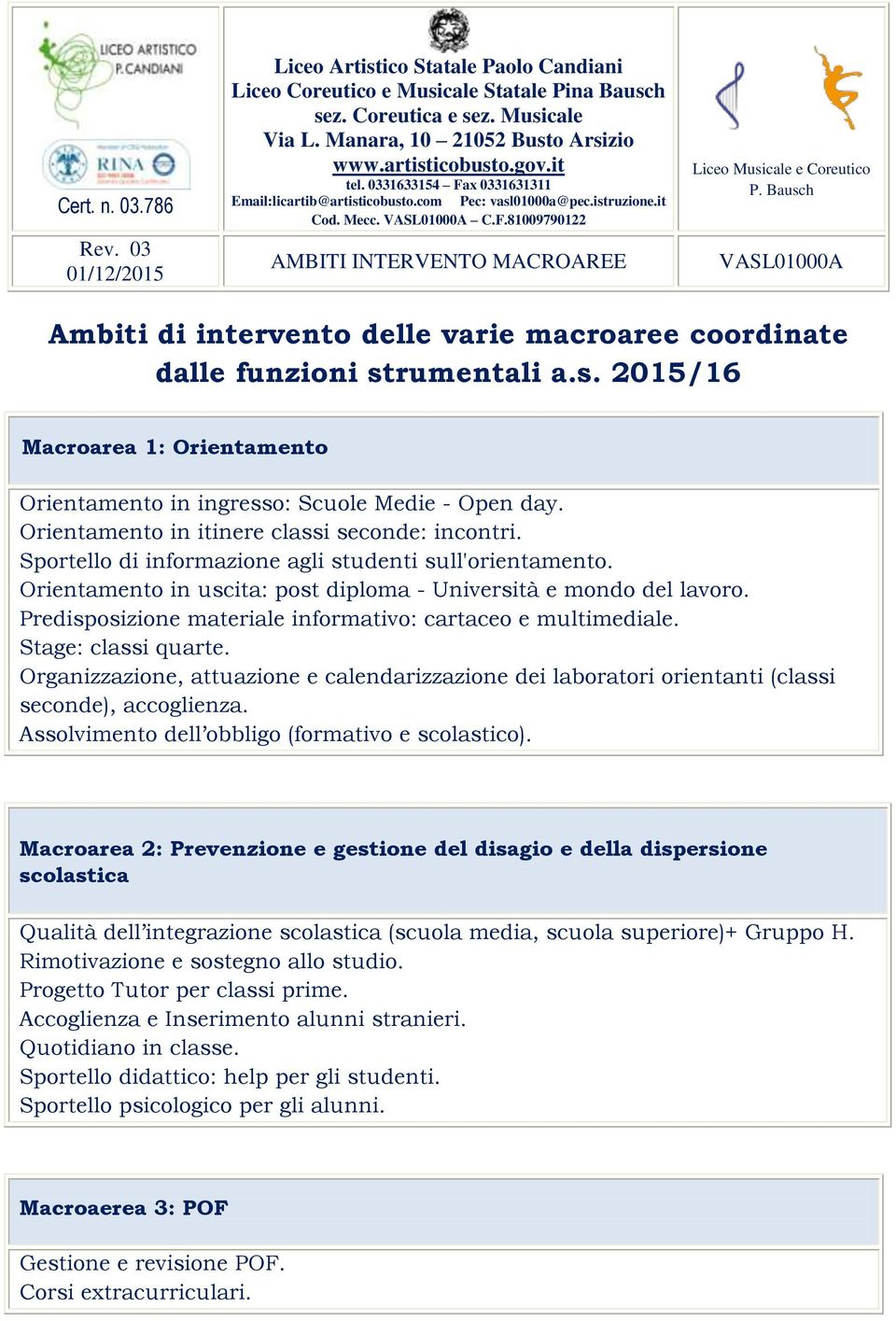 Predisposizione materiale informativo: cartaceo e multimediale. Stage: classi quarte. Organizzazione, attuazione e calendarizzazione dei laboratori orientanti (classi seconde), accoglienza.