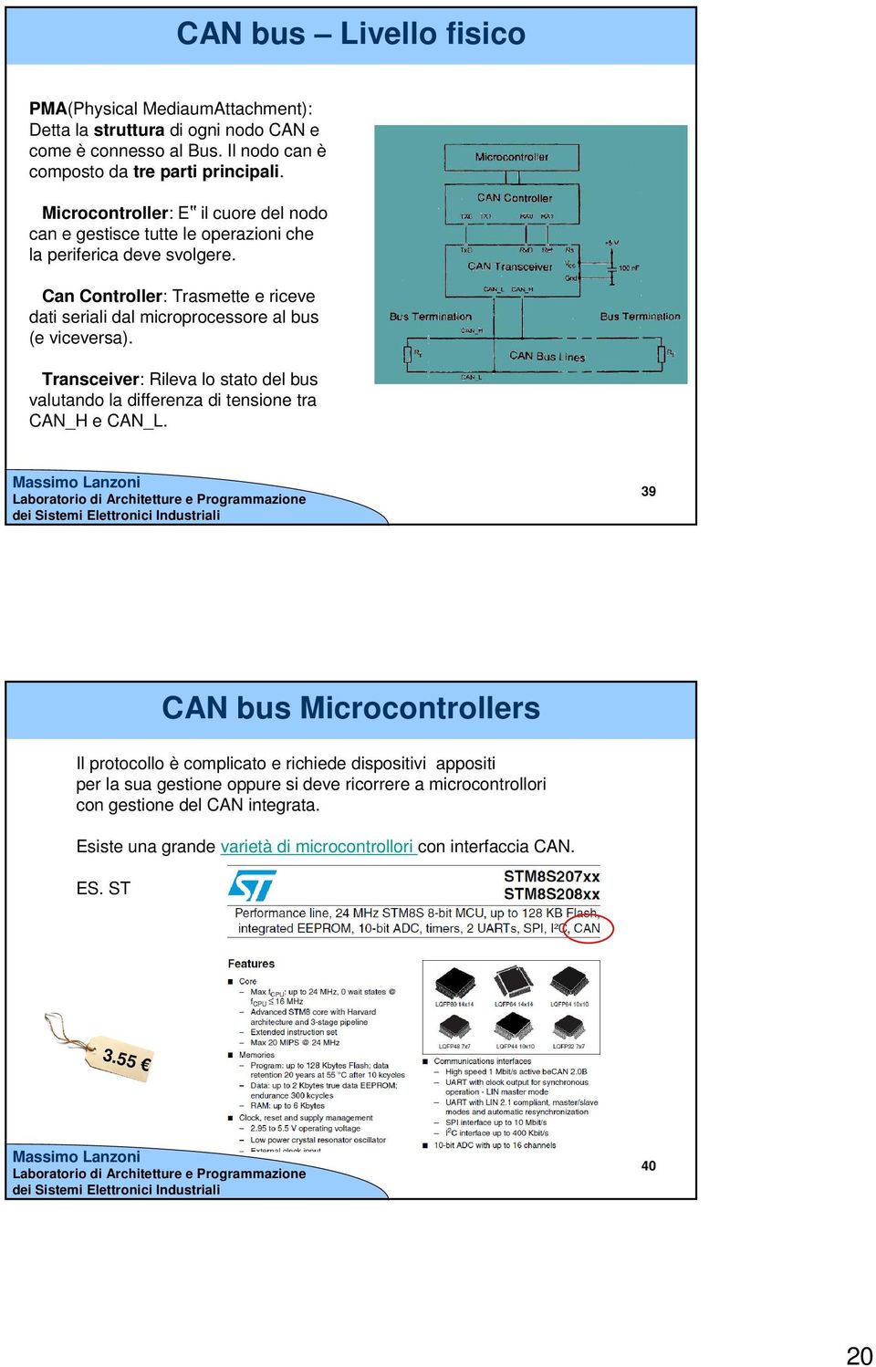 Can Controller: Trasmette e riceve dati seriali dal microprocessore al bus (e viceversa).