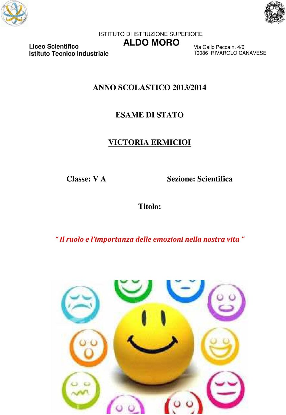 4/6 10086 RIVAROLO CANAVESE ANNO SCOLASTICO 2013/2014 ESAME DI STATO