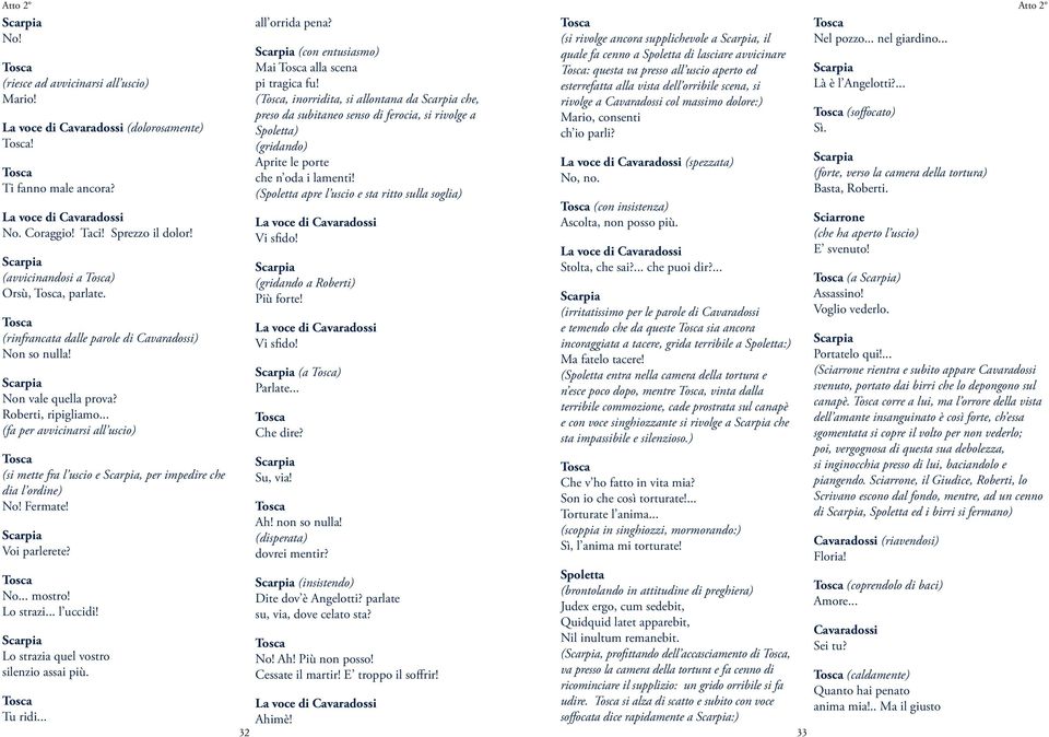 rivolge a col massimo dolore:) Mario, consenti (soffocato) ch io parli? Sì. La voce di (dolorosamente)! Ti fanno male ancora? La voce di No. Coraggio! Taci! Sprezzo il dolor!