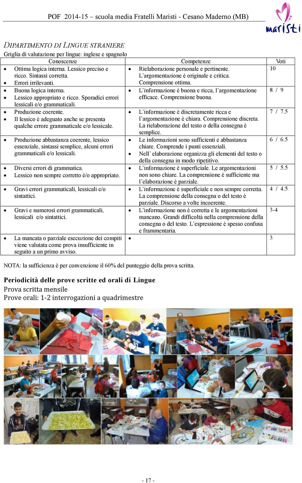 L informazione è buona e ricca, l argomentazione 8 / 9 Lessico appropriato e ricco. Sporadici errori lessicali e/o grammaticali. efficace. Comprensione buona. Produzione coerente.