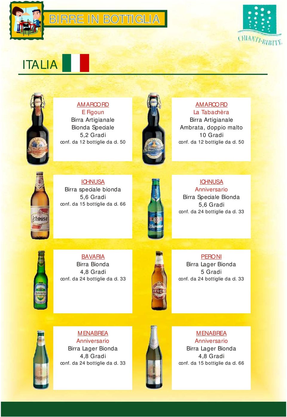 50 ICHNUSA Birra speciale bionda 5,6 Gradi conf. da 15 bottiglie da cl.