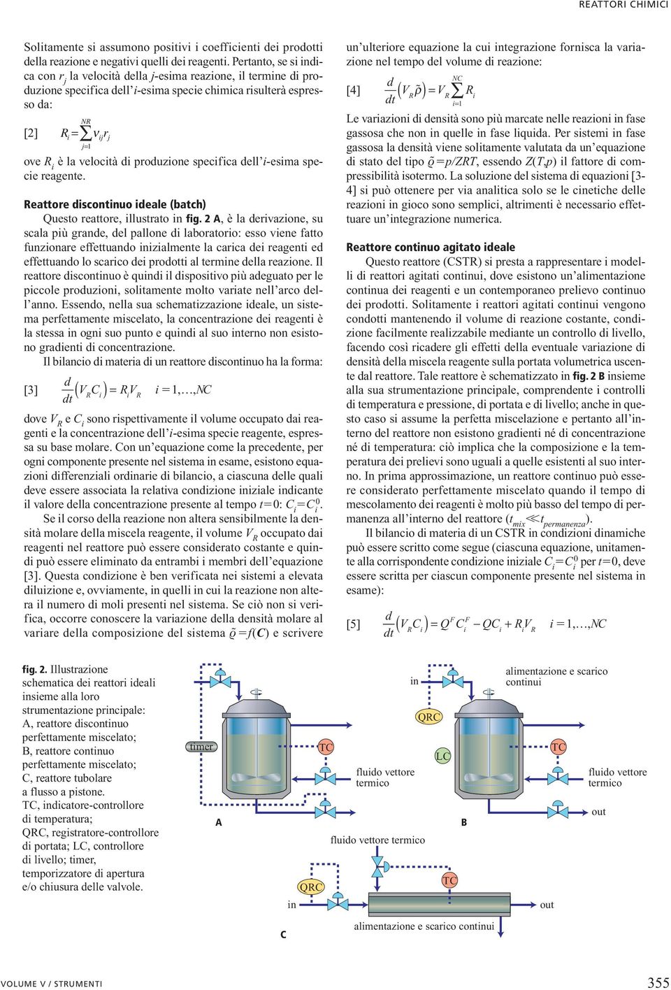 -esma spece reaente. Reattore dscontnuo deale (batch) Questo reattore, llustrato n f.