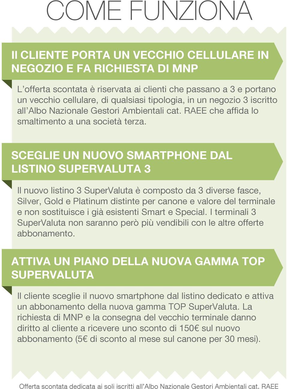 SCEGLIE UN NUOVO SMARTPHONE DAL LISTINO 3 Il nuovo listino 3 SuperValuta è composto da 3 diverse fasce, Silver, Gold e Platinum distinte per canone e valore del terminale e non sostituisce i già