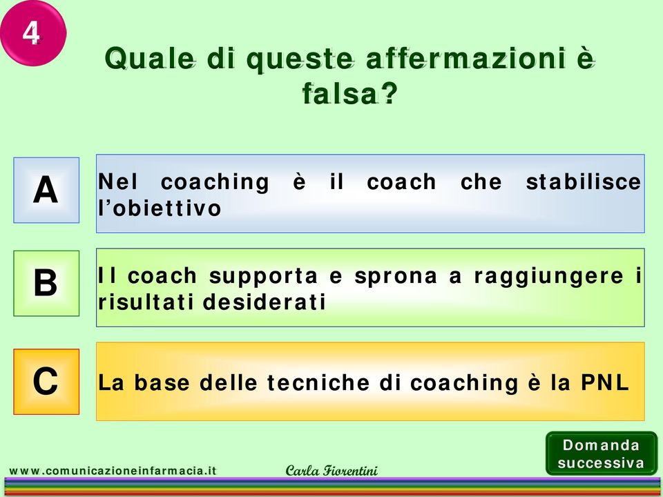 obiettivo Il coach supporta e sprona a raggiungere