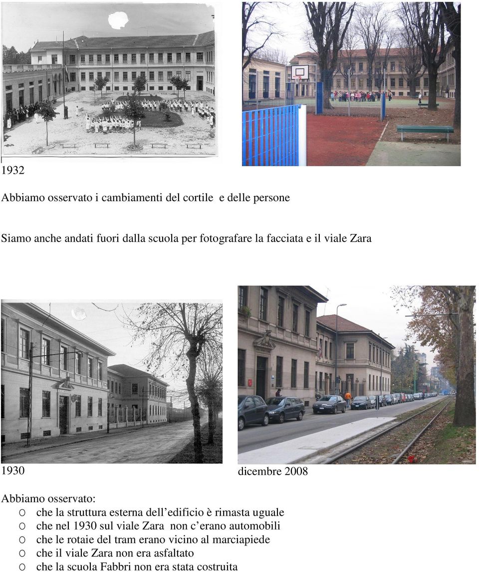 dell edificio è rimasta uguale O che nel 1930 sul viale Zara non c erano automobili O che le rotaie del tram