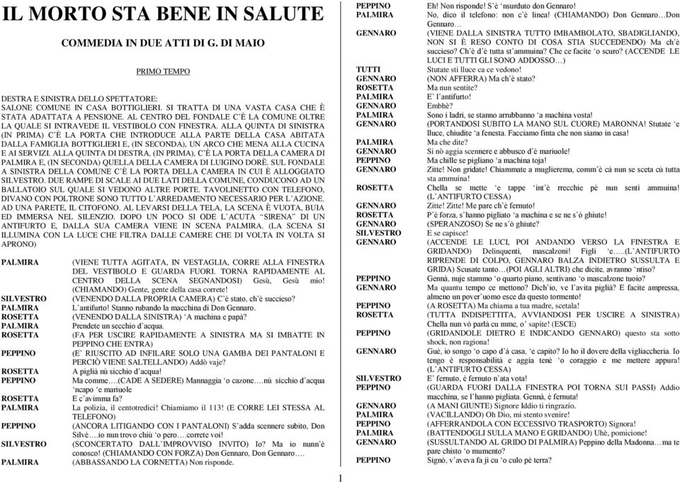 ALLA QUINTA DI SINISTRA (IN PRIMA) C È LA PORTA CHE INTRODUCE ALLA PARTE DELLA CASA ABITATA DALLA FAMIGLIA BOTTIGLIERI E, (IN SECONDA), UN ARCO CHE MENA ALLA CUCINA E AI SERVIZI.