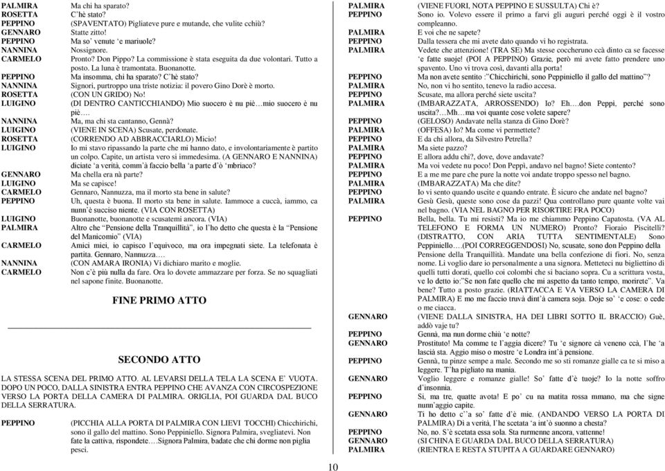 Signori, purtroppo una triste notizia: il povero Gino Dorè è morto. (CON UN GRIDO) No! (DI DENTRO CANTICCHIANDO) Mio suocero è nu piè mio suocero è nu piè. Ma, ma chi sta cantanno, Gennà?