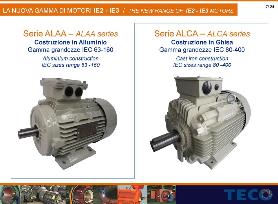 Aluminium construction IEC sizes range 63-160 Serie ALCA ALCA series