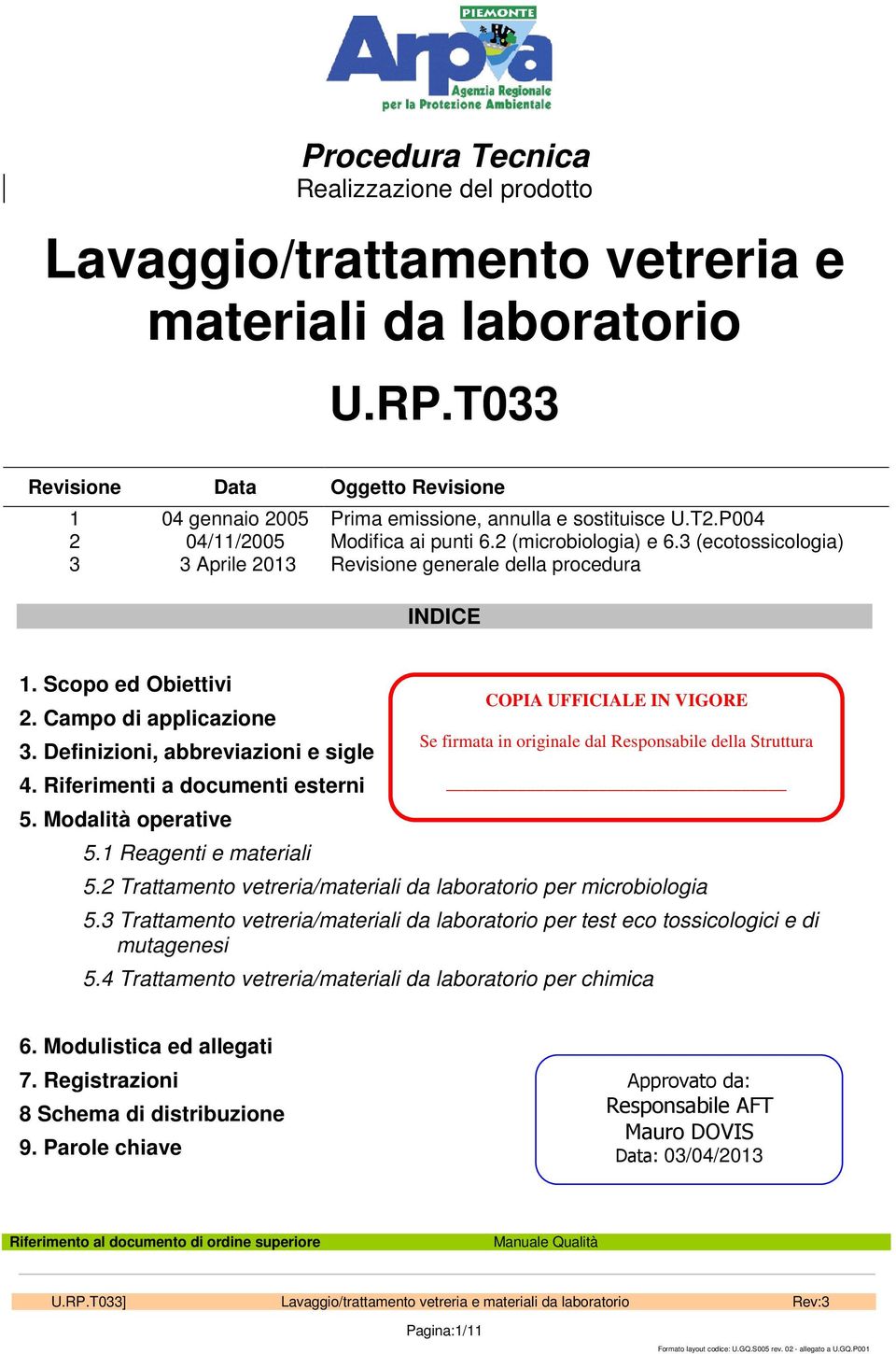 Definizioni, abbreviazioni e sigle 4. Riferimenti a documenti esterni 5. Modalità operative 5.