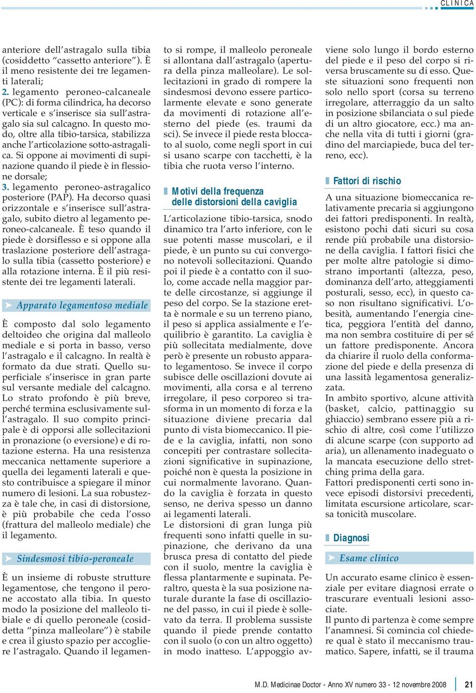 In questo modo, oltre alla tibio-tarsica, stabilizza anche l articolazione sotto-astragalica. Si oppone ai movimenti di supinazione quando il piede è in flessione dorsale; 3.