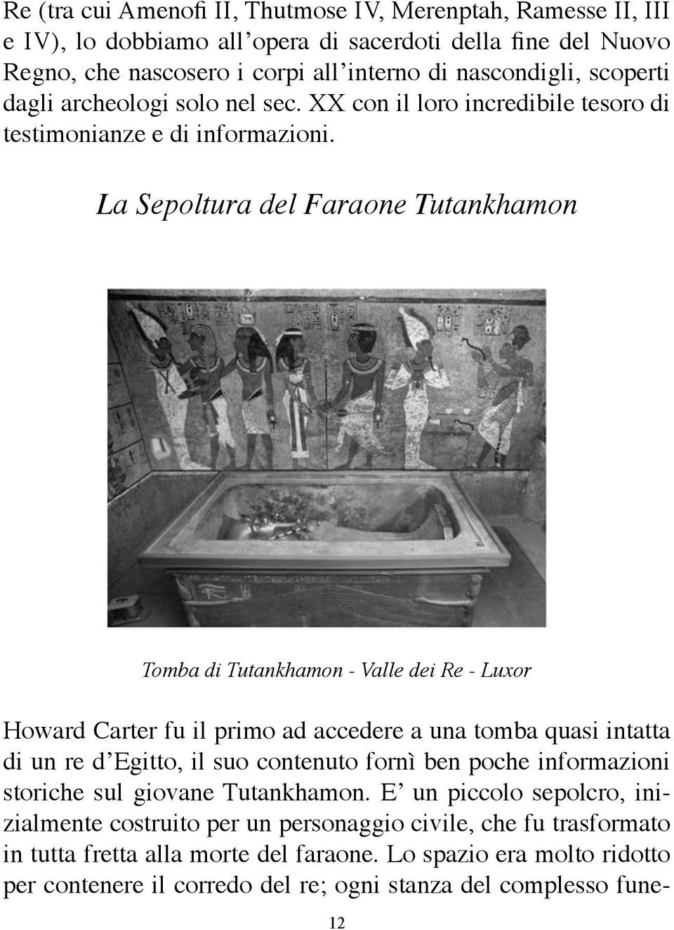 La Sepoltura del Faraone Tutankhamon Tomba di Tutankhamon - Valle dei Re - Luxor Howard Carter fu il primo ad accedere a una tomba quasi intatta di un re d Egitto, il suo contenuto fornì ben