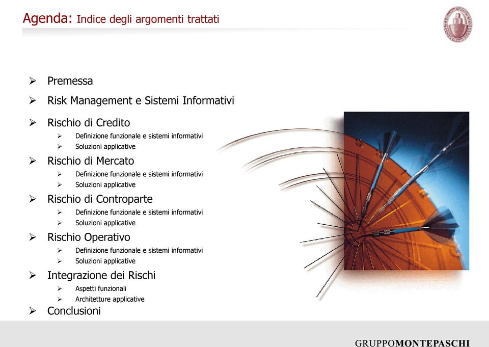 applicative Rischio di Controparte Definizione funzionale e sistemi informativi Soluzioni applicative Rischio Operativo