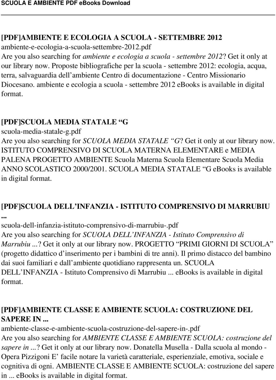 ambiente e ecologia a scuola - settembre 2012 ebooks is available in digital format. [PDF]SCUOLA MEDIA STATALE G scuola-media-statale-g.pdf Are you also searching for SCUOLA MEDIA STATALE G?