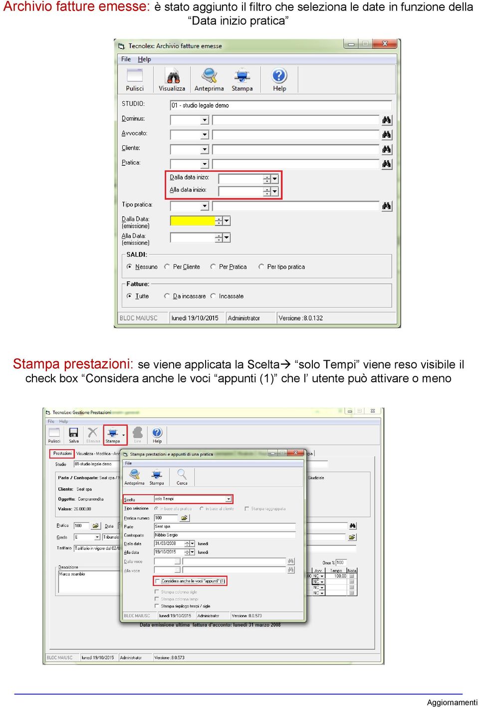 viene applicata la Scelta solo Tempi viene reso visibile il check