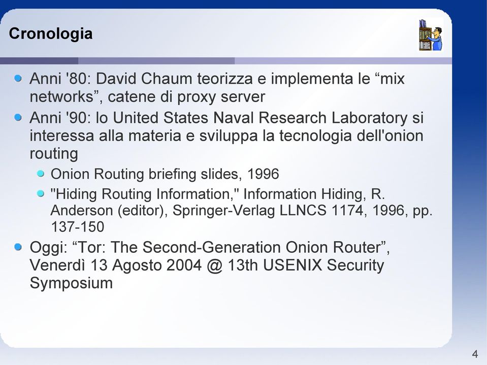 briefing slides, 1996 "Hiding Routing Information," Information Hiding, R.