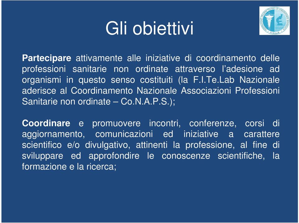 Lab Nazionale aderisce al Coordinamento Nazionale Associazioni Professioni Sa