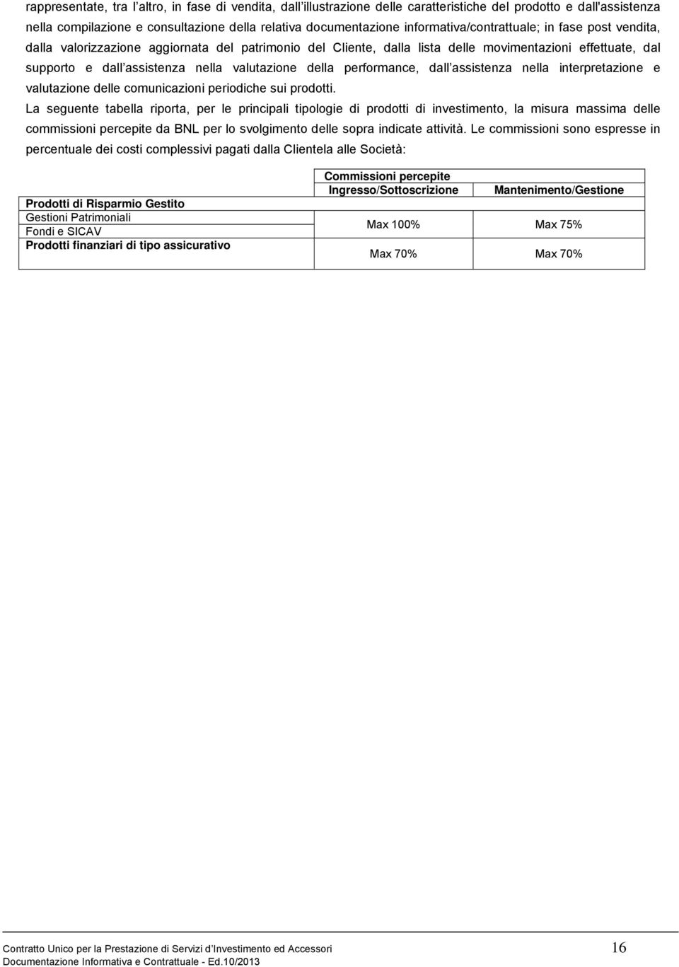 valutazione della performance, dall assistenza nella interpretazione e valutazione delle comunicazioni periodiche sui prodotti.