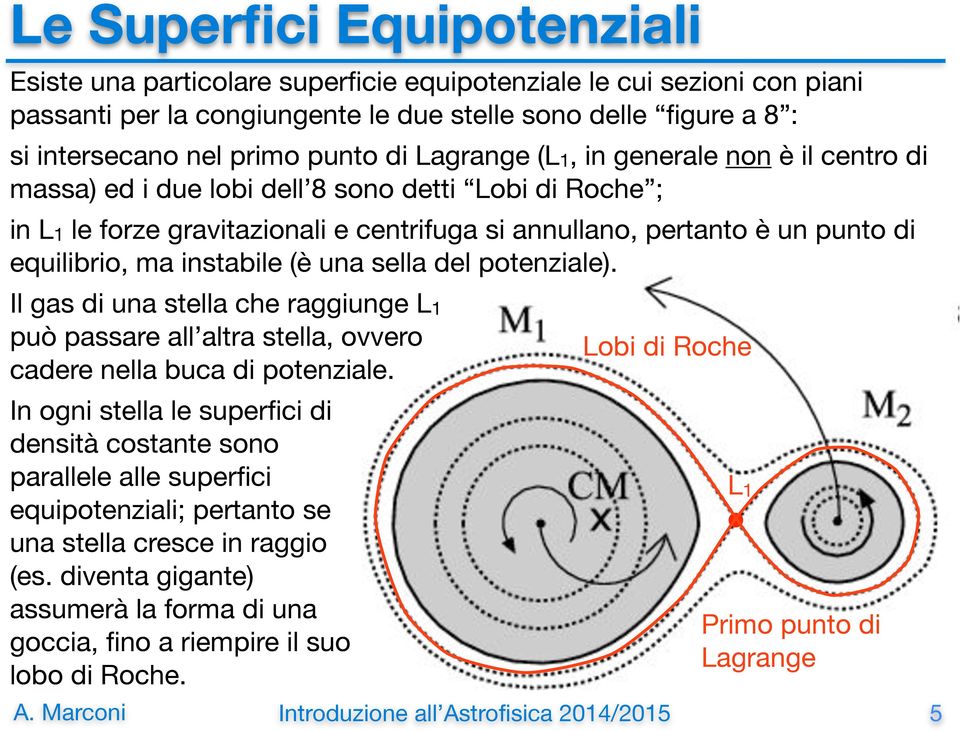 instabile (è una sella del potenziale). Il gas di una stella che raggiunge L1 può passare all altra stella, ovvero cadere nella buca di potenziale.