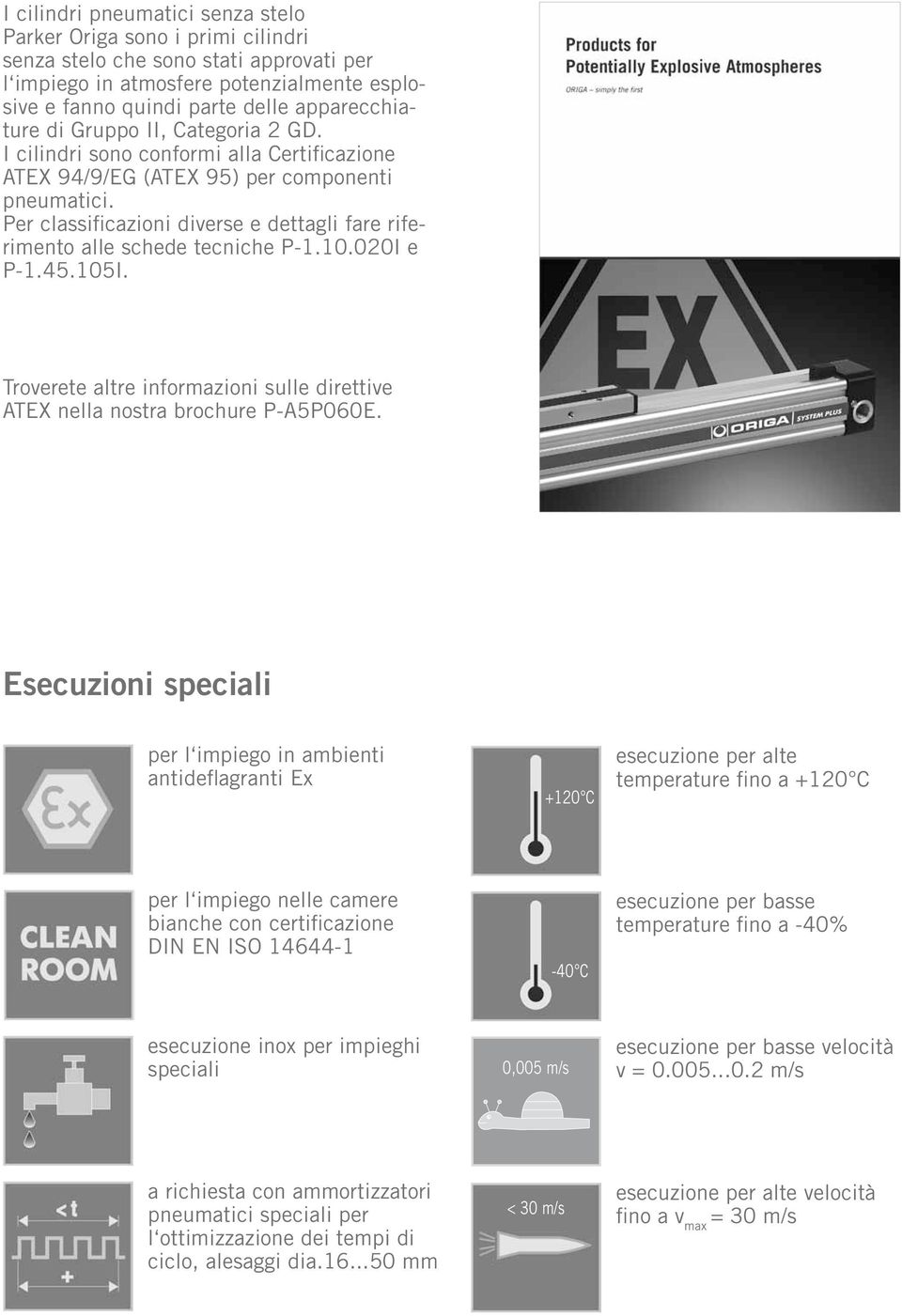 Per classificazioni diverse e dettagli fare riferimento alle schede tecniche P-1.10.020I e P-1.45.105I. Troverete altre informazioni sulle direttive ATX nella nostra brochure P-A5P060.