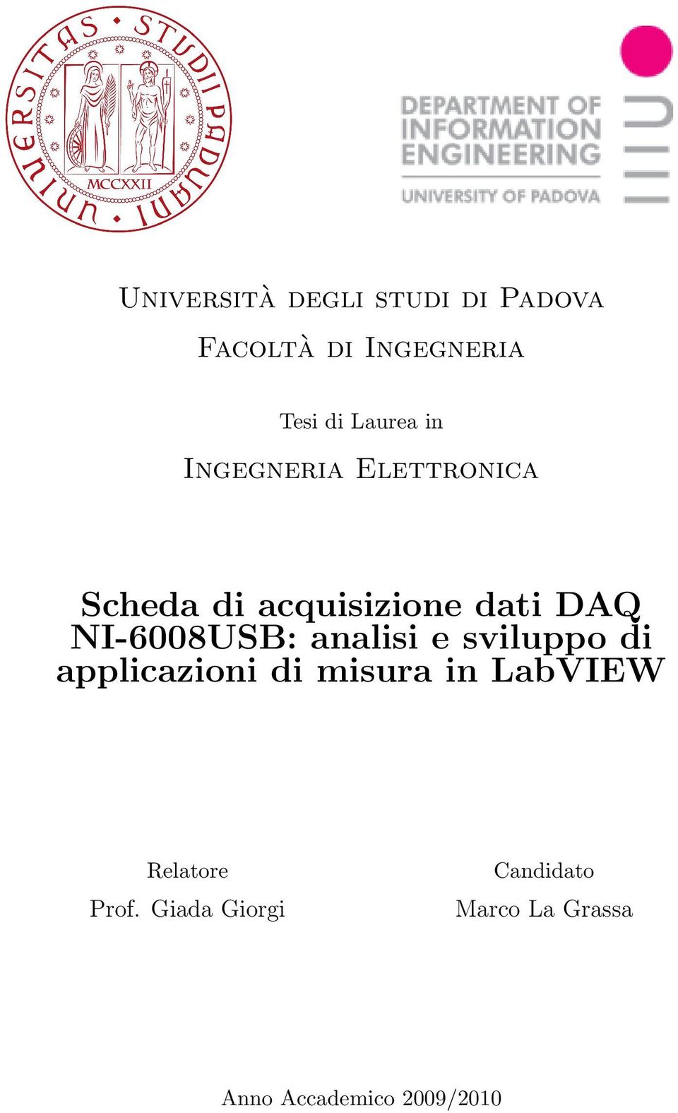 NI-6008USB: analisi e sviluppo di applicazioni di misura in LabVIEW