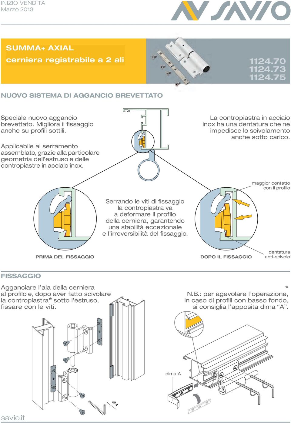 La contropiastra in acciaio inox ha una dentatura che ne impedisce lo scivolamento anche sotto carico.