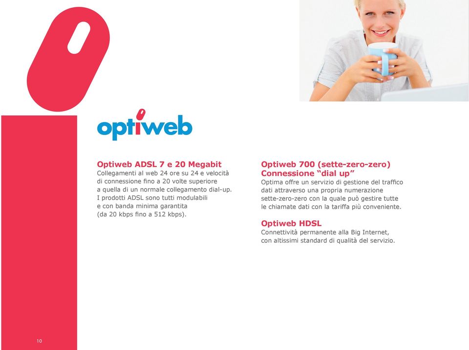 Optiweb 700 (sette-zero-zero) Connessione dial up Optima offre un servizio di gestione del traffico dati attraverso una propria numerazione