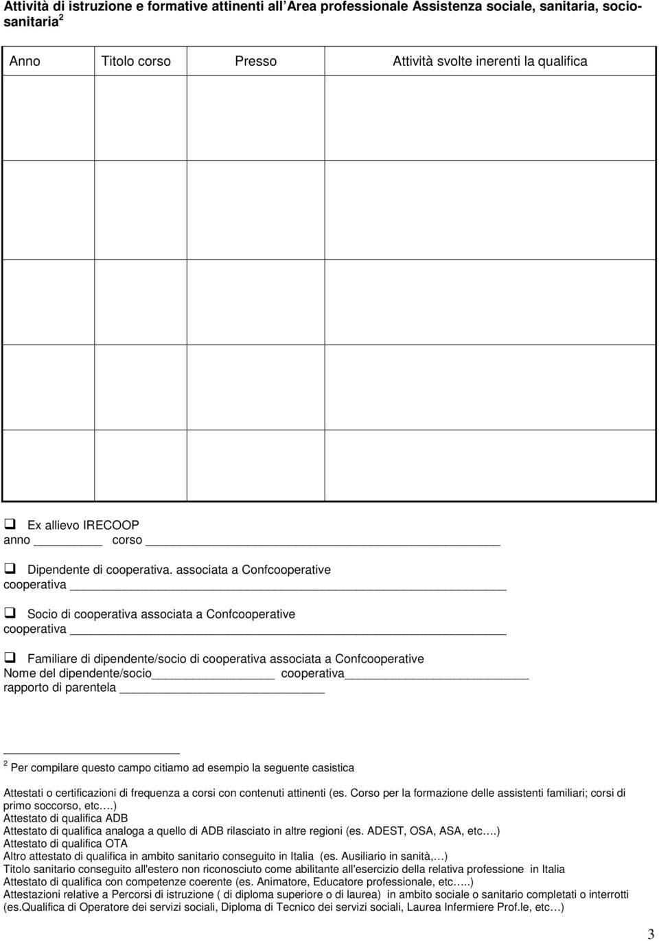 associata a Confcooperative cooperativa Socio di cooperativa associata a Confcooperative cooperativa Familiare di dipendente/socio di cooperativa associata a Confcooperative Nome del dipendente/socio