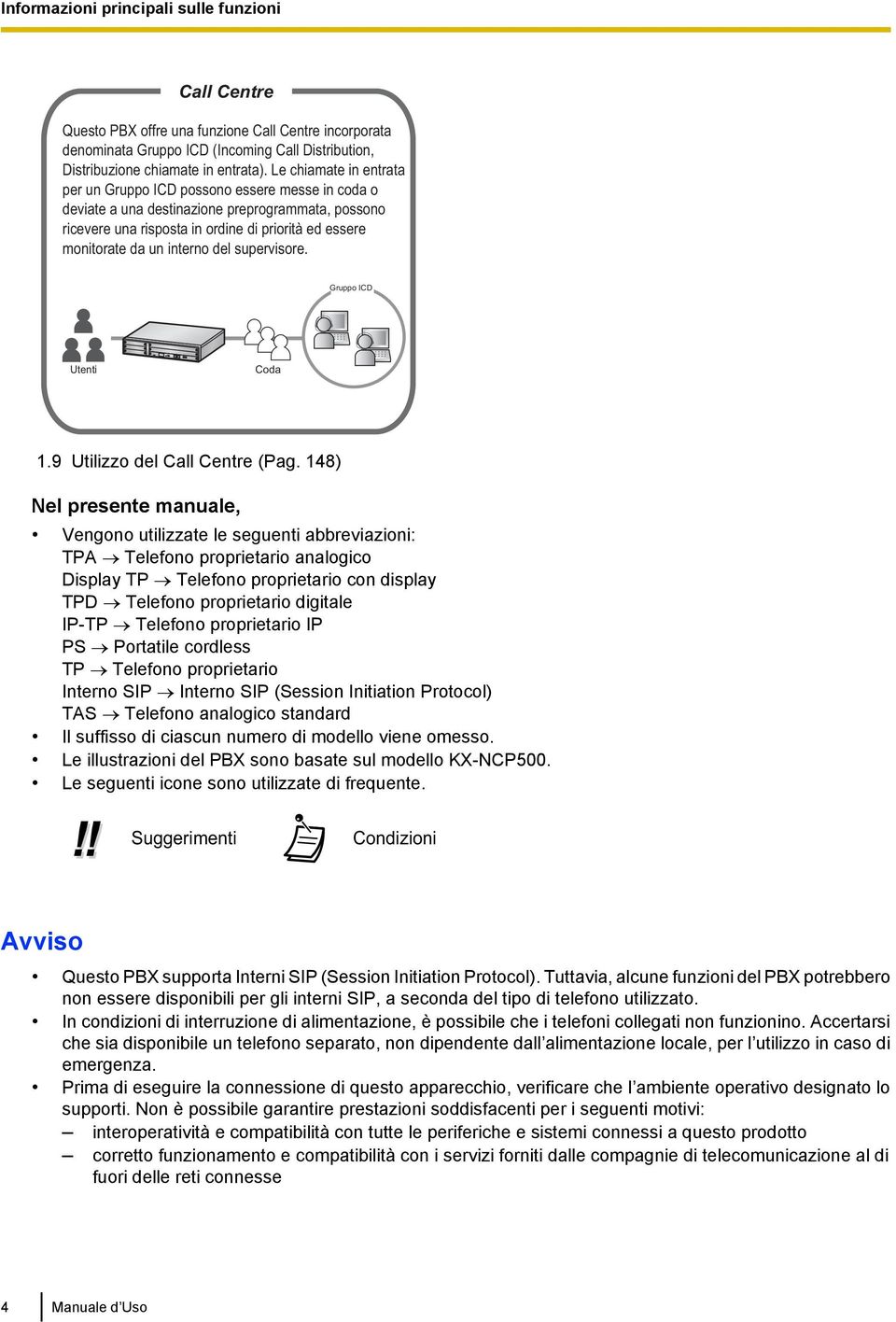 interno del supervisore. Gruppo ICD Utenti Coda 1.9 Utilizzo del Call Centre (Pag.