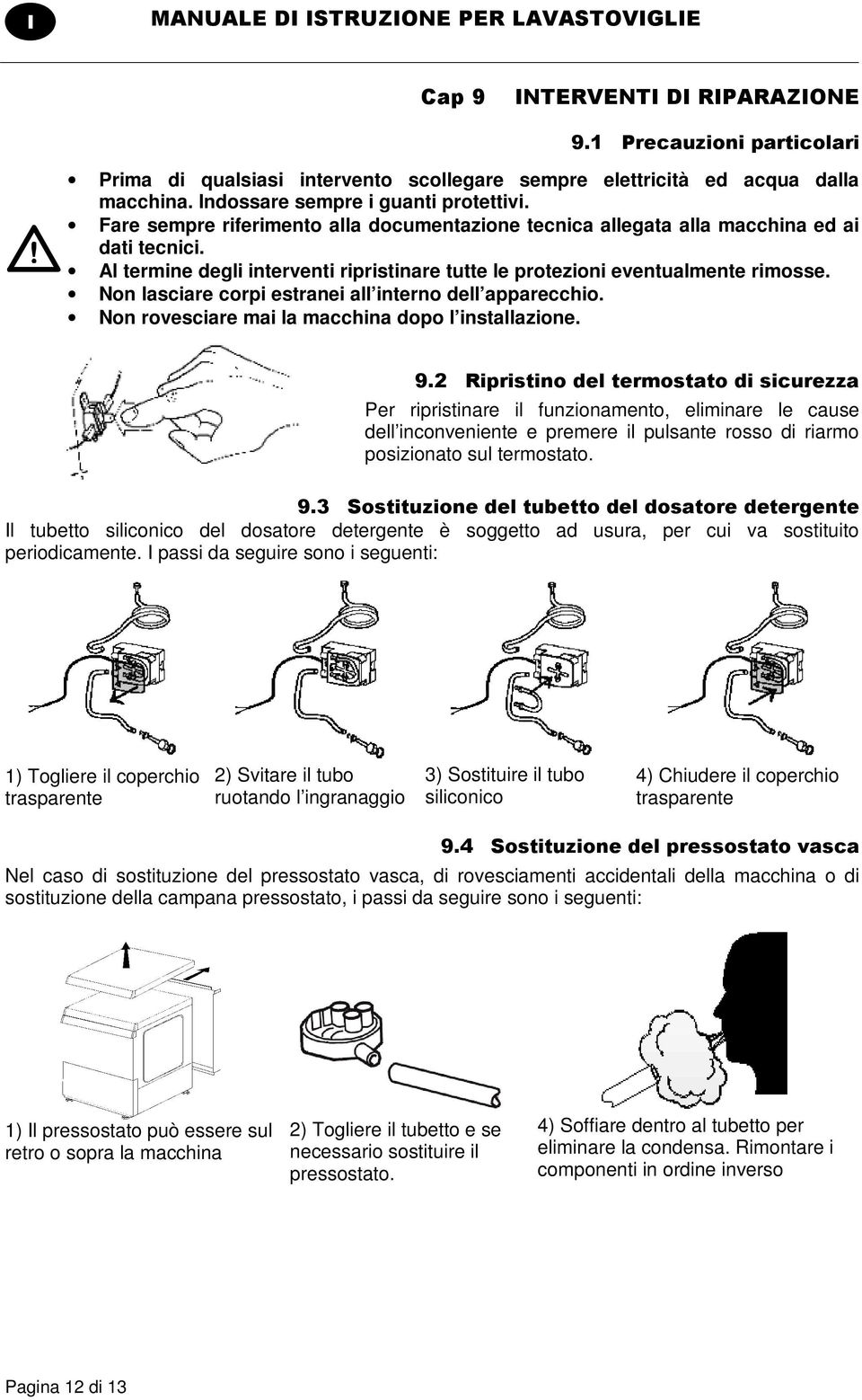 Non lasciare corpi estranei all interno dell apparecchio. Non rovesciare mai la macchina dopo l installazione. 2 %" (!"!%""(&)%!