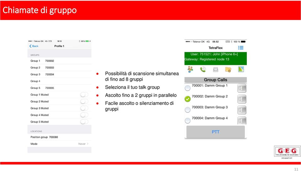 tuo talk group Ascolto fino a 2 gruppi in