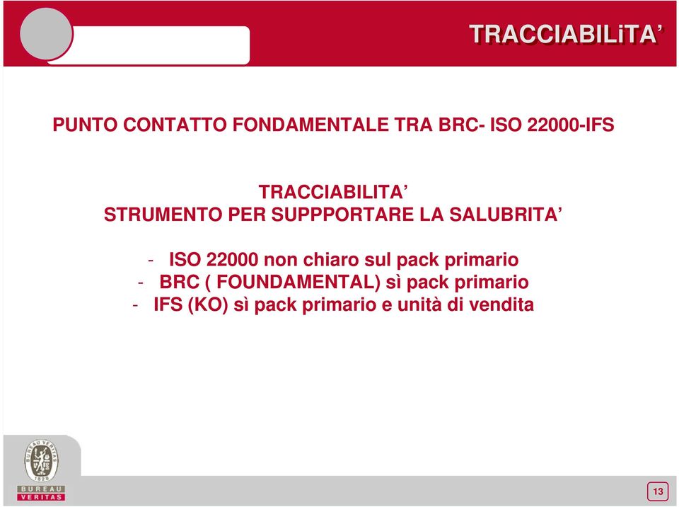 SALUBRITA - ISO 22000 non chiaro sul pack primario - BRC (